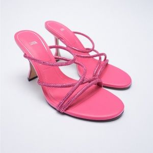 HEELED SANDALS WITH RHINESTONE STRAPS